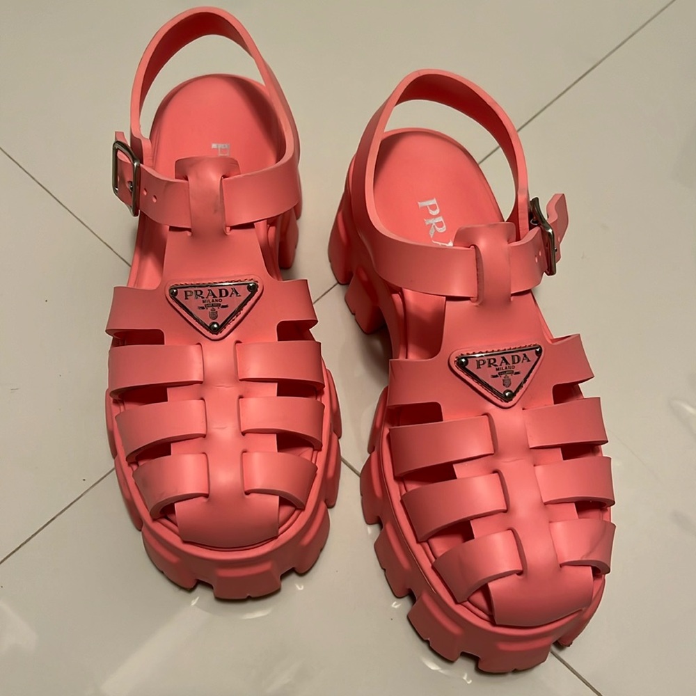 Pink Prada platform, sandals